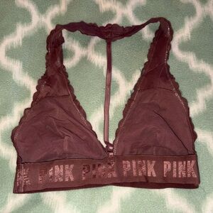 PINK Victoria's Secret Deep Red Lace Bralette